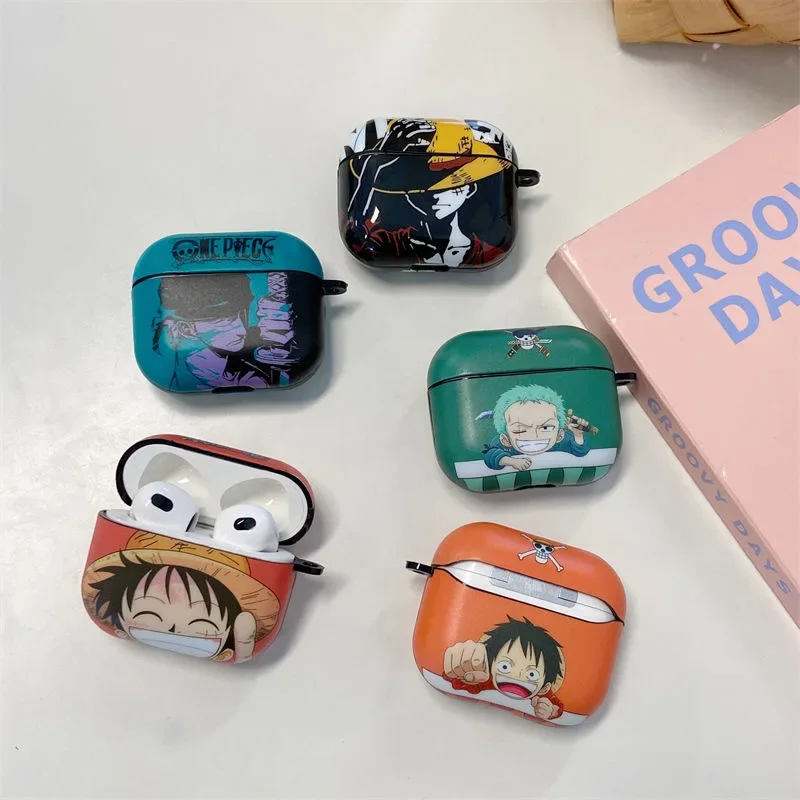 Cartoon Animation One Piece Zoro Luffy Bluetooth-compatible Earphone Set PC Hard case Earphone Case for AirPods 1 2 3 Pro Cover