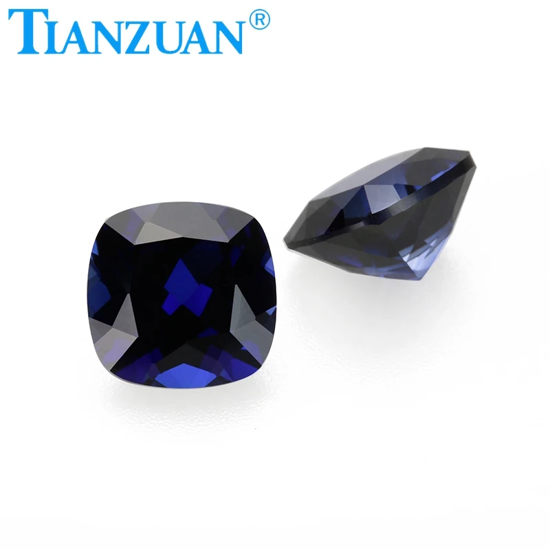 Synthetic Sapphire Cushion Shape Natural Cut Blue Color Artificial Corundum Stone Clear Loose Stone Jewelry Making