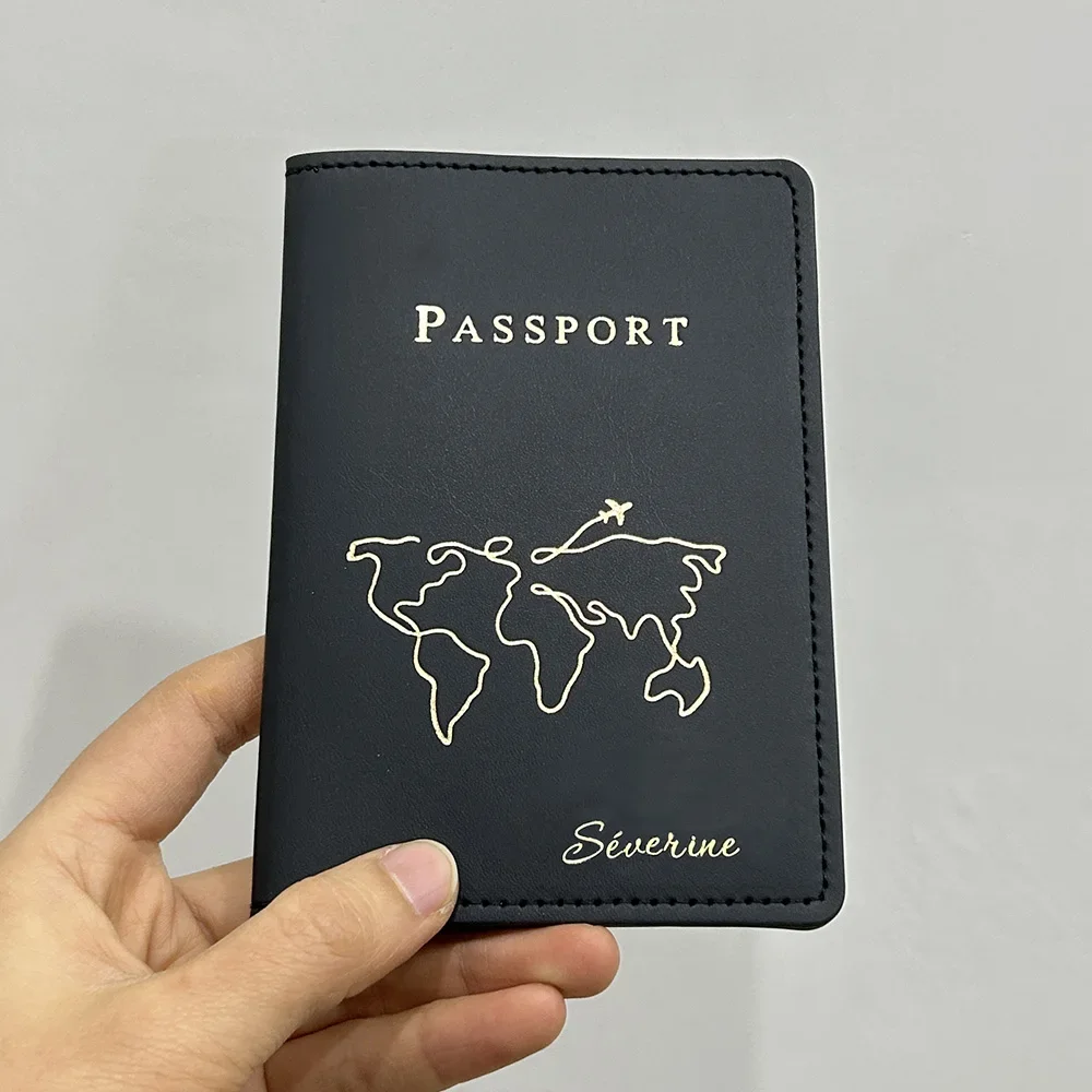 Funda de pasaporte con nombre personalizado para mujer, soporte para pasaporte, tarjetero para hombre, funda de identificación, etiqueta de equipaje de crédito, accesorios de viaje