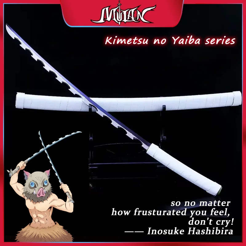 10inch Demon Salyer Hashibira Inosuke Nichirin Blade Alloy Model Anime Kimetsu No Yaiba Real Steel Katana Toys Boys Gift