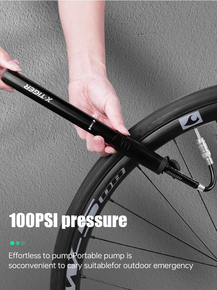 AliExpress X-TIGER Bicycle Pump 100PSI Mini Portable MTB Road Bike Pump Aluminum Manual Air Pump Tire Inflator Cycling Pump Accessories