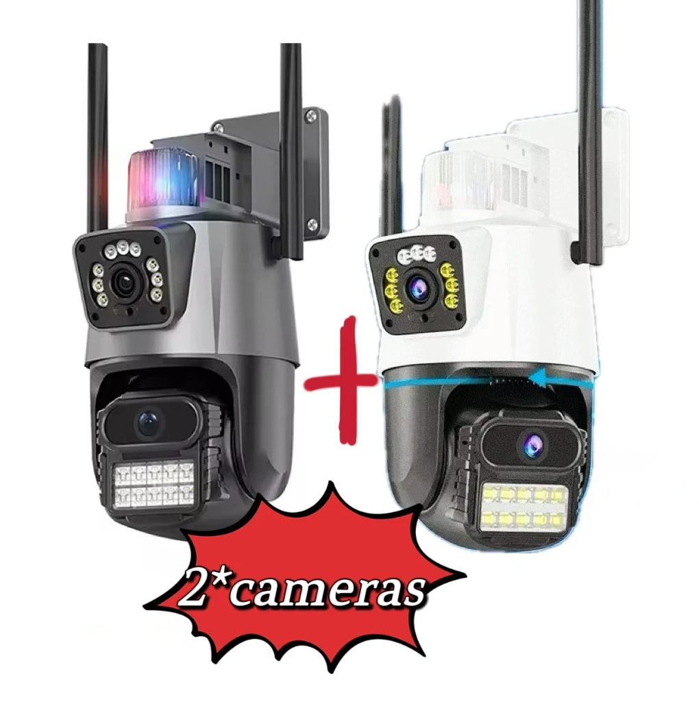 

4K HD 8MP Outdoor Security Camera with Dual Lens PTZ Auto Tracking WiFi Wireless IP Cam Human Detection Night Vision Waterproof
