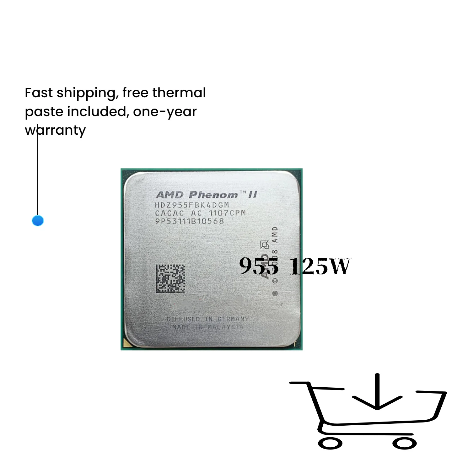 

Phenom II X4 955 955 3.2 GHz Quad-Core CPU Processor 125W HDZ955FBK4DGM / HDX955FBK4DGI / HDZ955FBK4DGI Socket AM3