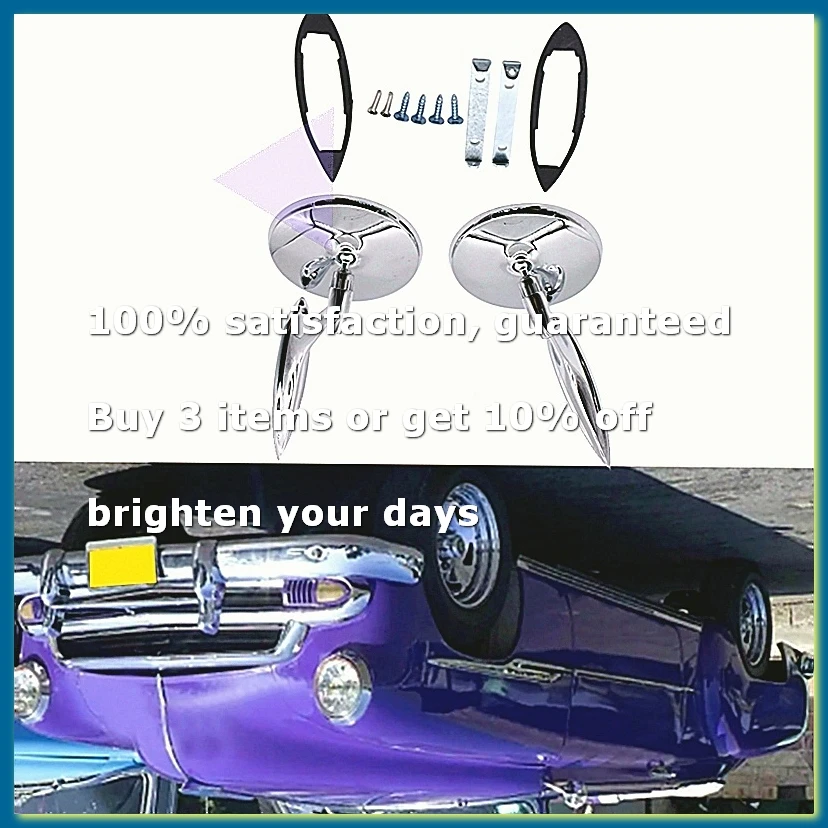 Car Outside Rearview Mirrors Accessory Ribbed Base Round Bowtie for 1962-1965 1964-1965 1963-1964
