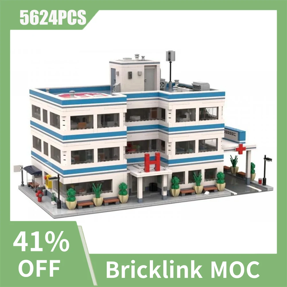 MOC-City Hôpitaux Modernes Modulaires, 5624 Pièces, Idées Créatives, Jouet pour Enfant, décennie s Cadeaux de Noël