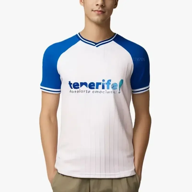 24-25 La Liga Hot Selling Team Tenerife Top Summer Leisure Sports Outdoor Loose Top 3D Printed T-shirt Non Customized