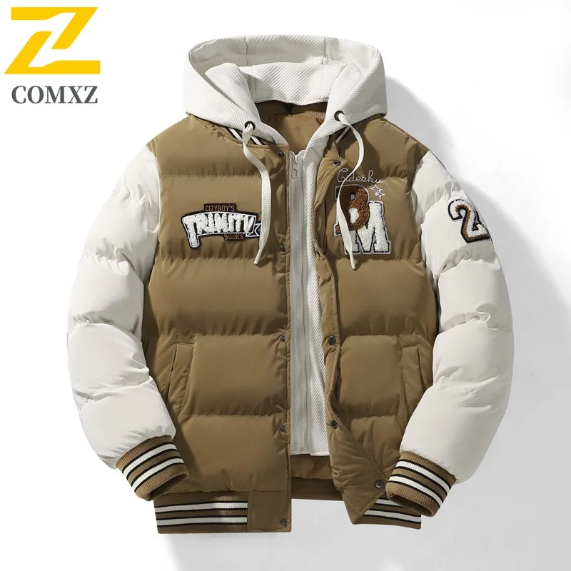 COMXZ 2025 Mens Womens Detachable Lined Thickened Winter Jacket Warm Tactics Waterproof and Windproof Outdoor Sports Coat