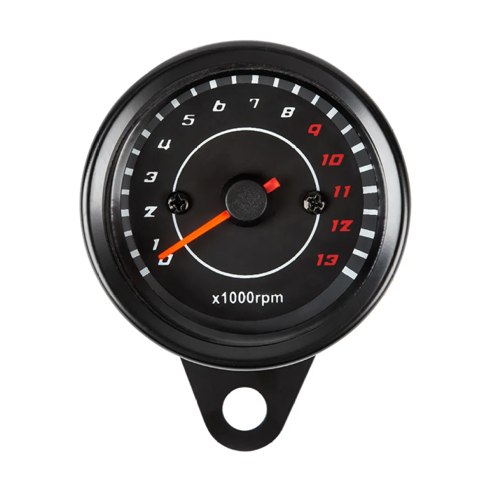 Motorcycle Mechanical Tachometer 13000RPM Retro Gauge 12V Universal Modification Cluster Engine Speed Meter Black Counter