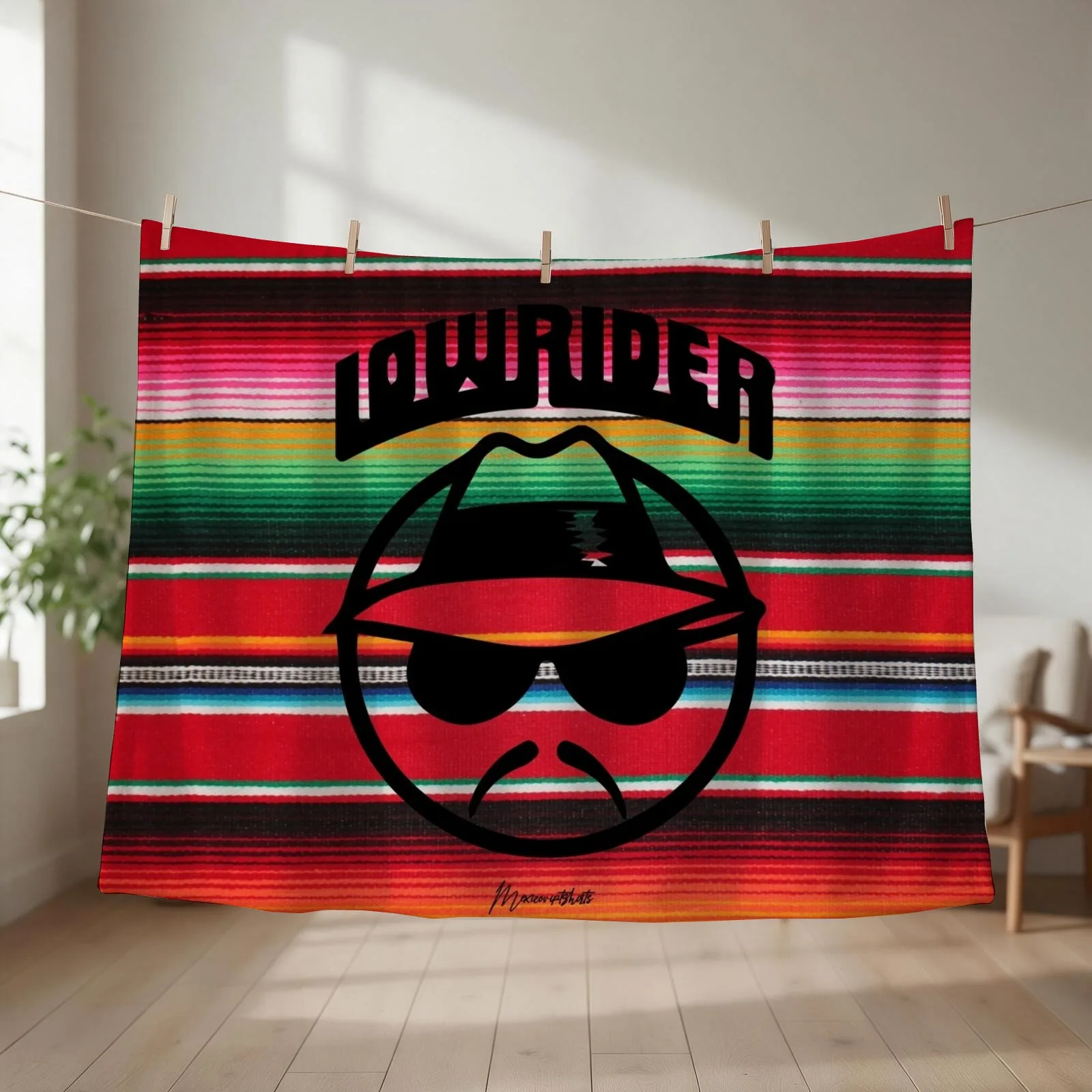 ORIGINAL MEXICIVIPTSHIRTS LOWRIDER SERAPE Throw Blanket Thermal Heavy Thins bed plaid Blankets