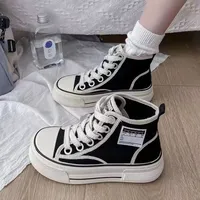 Canva Women's High Top Shoes Summer Autumn 2024 New Style Thin Platform Popular Internet Celebrity White Shoes Thick Bottom