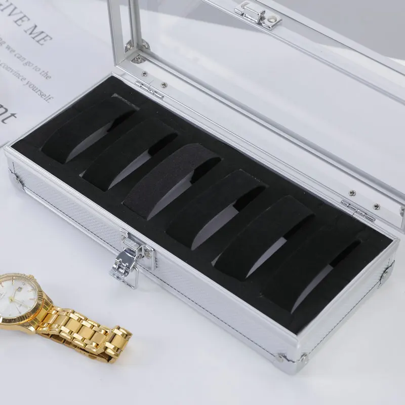 アクリル時計ディスプレイボックス,6ポジション,アルミニウム合金,製品包装,プロモーション,卸売