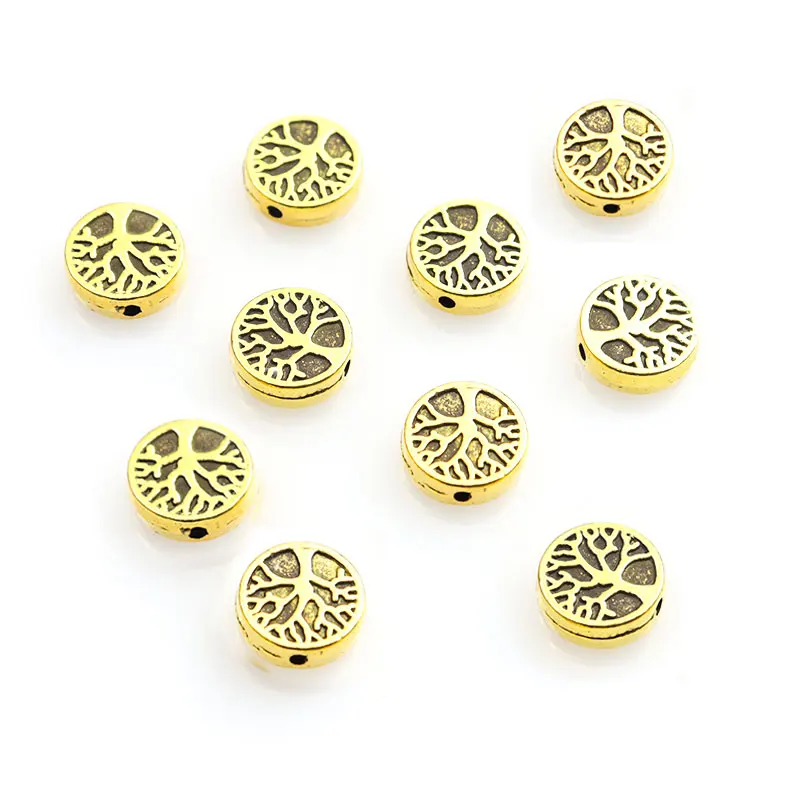 20pcs Tree of Life Spacer Beads Alloy Round Shape Loose Beads Jewelry Making DIY Handmade Bracelets Necklaces Accessories Crafts