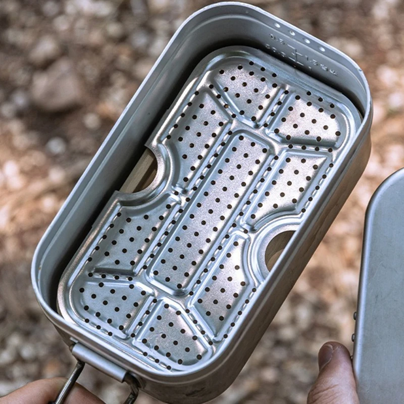 1609-W Camping Lunch Box dolna siatka piknik na świeżym powietrzu zagęszczona siatka do gotowania na parze ze stali nierdzewnej i blacha do gotowania na parze