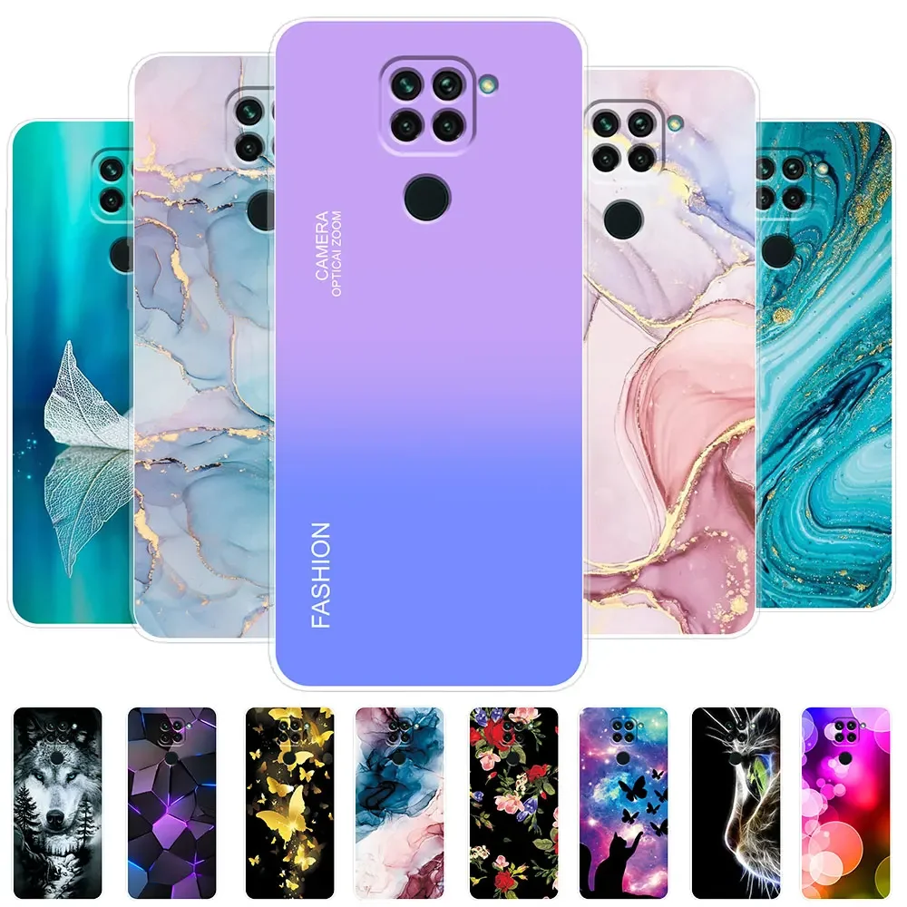 Funda transparente de mármol para Xiaomi Redmi Note 9, bolsas de silicona transparente para teléfono