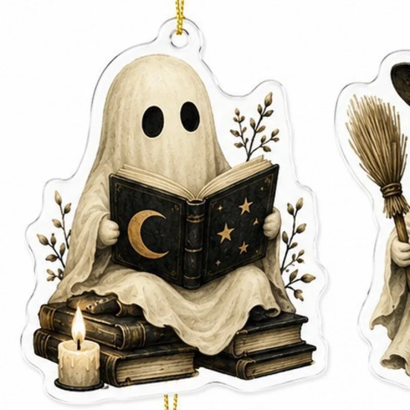2D flat Halloween Thanksgiving theme pumpkin ghost about mini 8cm acrylic pendant party ornaments gift car pendant