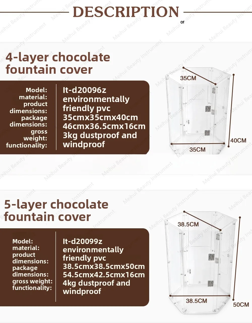 4. 5 و6 و7 طبقات من أغطية نافورة الشوكولاتة، مع أغطية عزل PVC المطابقة للشوكولاتة #5