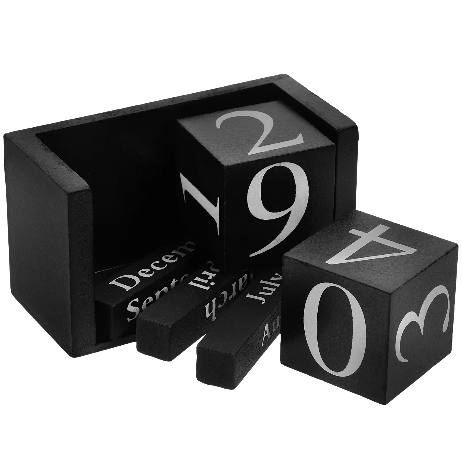 

Wooden Desktop Decoration Daily Flip Calendar Black Color Vintage European Style Perpetual Block Table Office Supply Elegant
