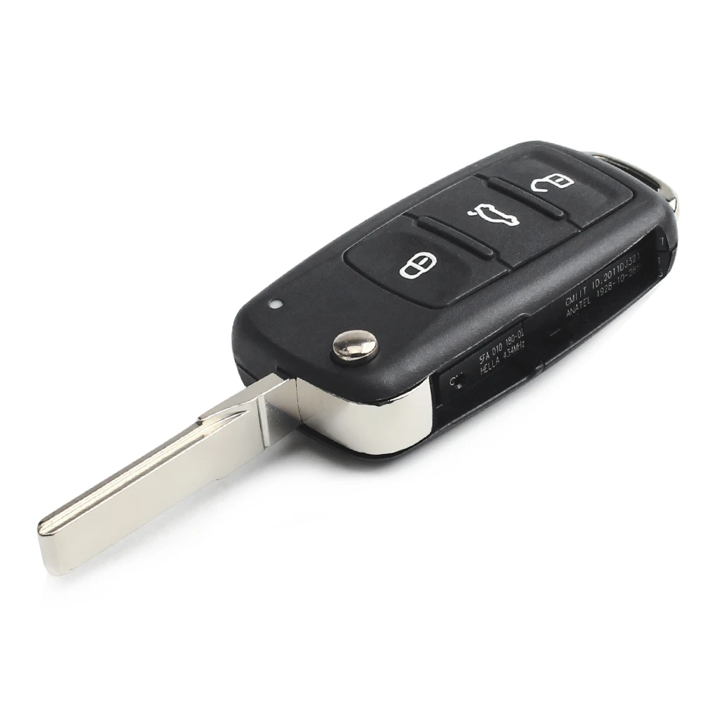 KEYYOU NEW 3-przyciskowy pilot zdalnego składania kluczy do VW VOLKSWAGEN Tiguan Golf Sagitar Polo MK6 Uncut Blade Fob