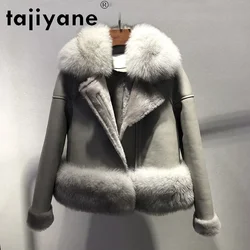 Tajiyane Genuine Leather Jacket Women's Sheepskin Coats Woman Real Wool Women Coat Fox Fur Collar Jackets Mujer Parkas TN1656