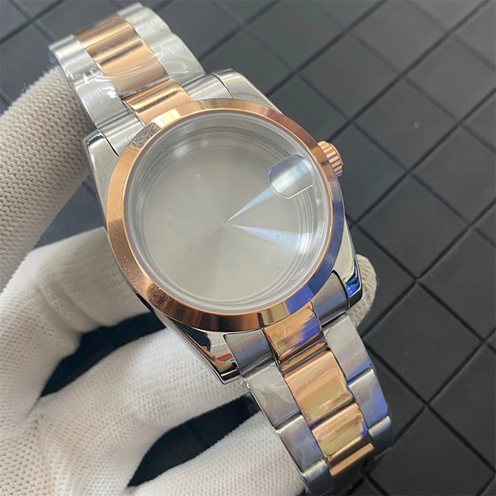 39mm 5ATM Oyster-type Perpetual Case Jubilee Strap Incline/ Fluted Bezel Sapphire Glass Magnifier For NH35/ NH36/ 4R Movement