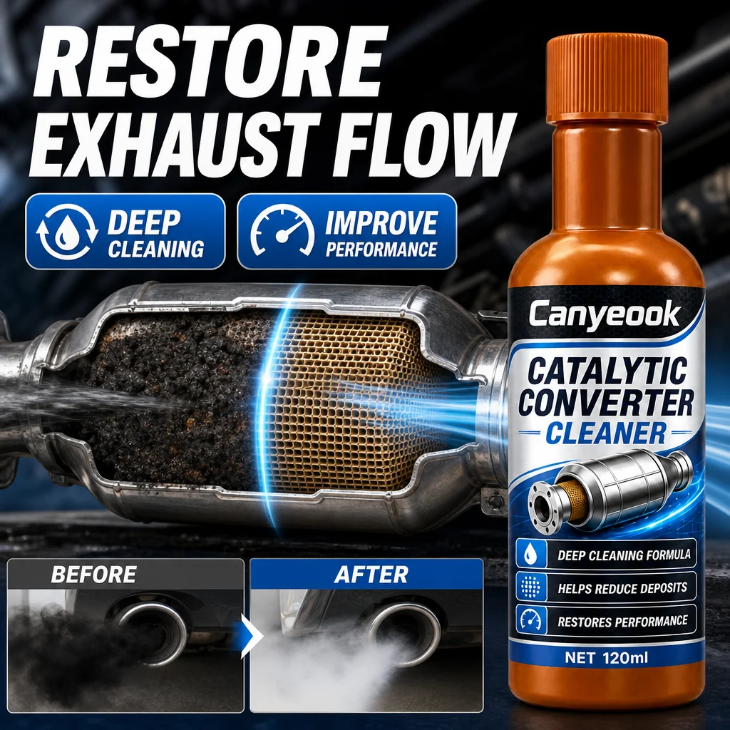 Canyeook Catalytic Converter Cleaner 120ml Car Exhaust System Cleaner Remove Carbon Deposit Reduce Emissions