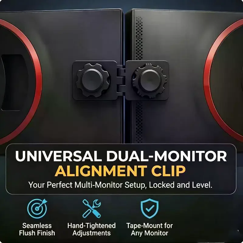 Universal Dual Monitor Alignment Clip Tool-Free Screen Connector Zero Gap Fixer Bracket Double-Sided Adhesive Mount Game Office