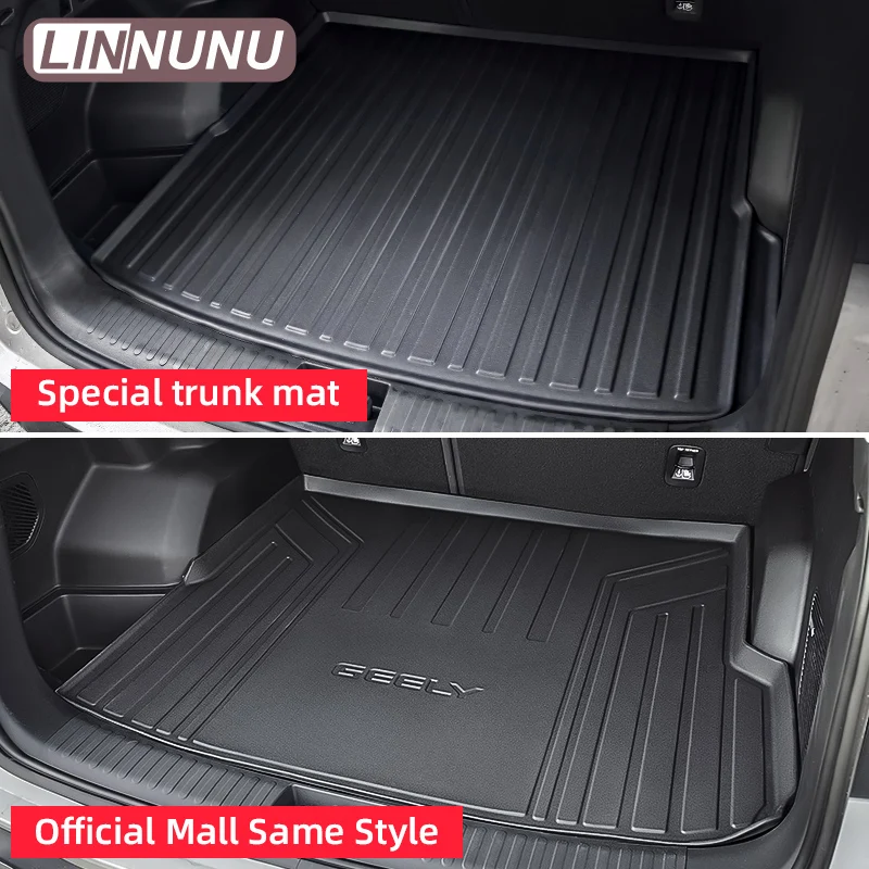 Mata bagażnika LINNUNU pasująca do GEELY Starray Boyue L Atlas II 2023 2024 All-Weather Black TPE Rear Trunk Pad Cargo Liner Floor Mat