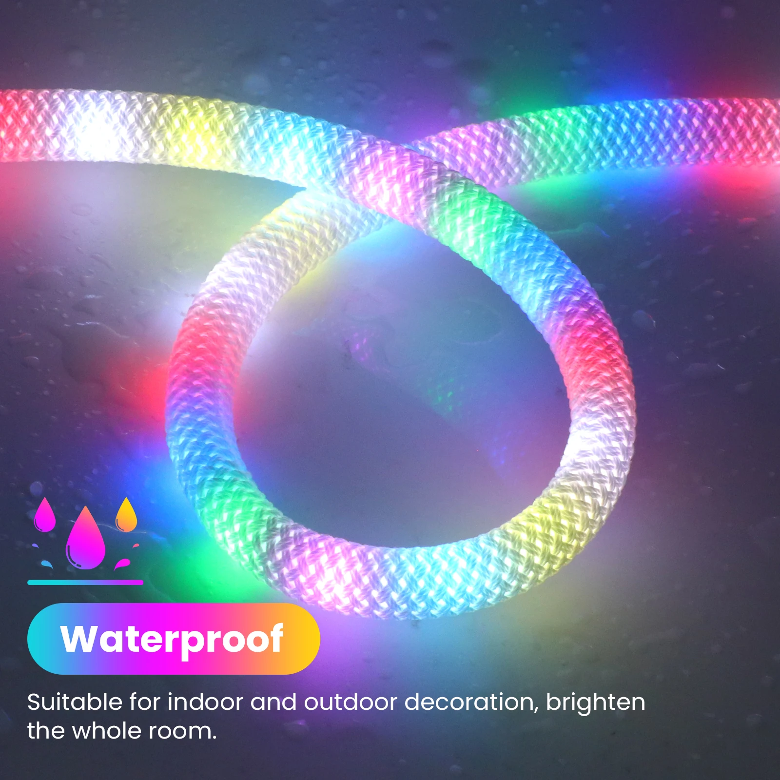 5V WS2812B 360 Degree Round Reticulate Pattern RGB Neon Light Bluetooth Voice Control LED Strip IP67 Flexible Silicone Light