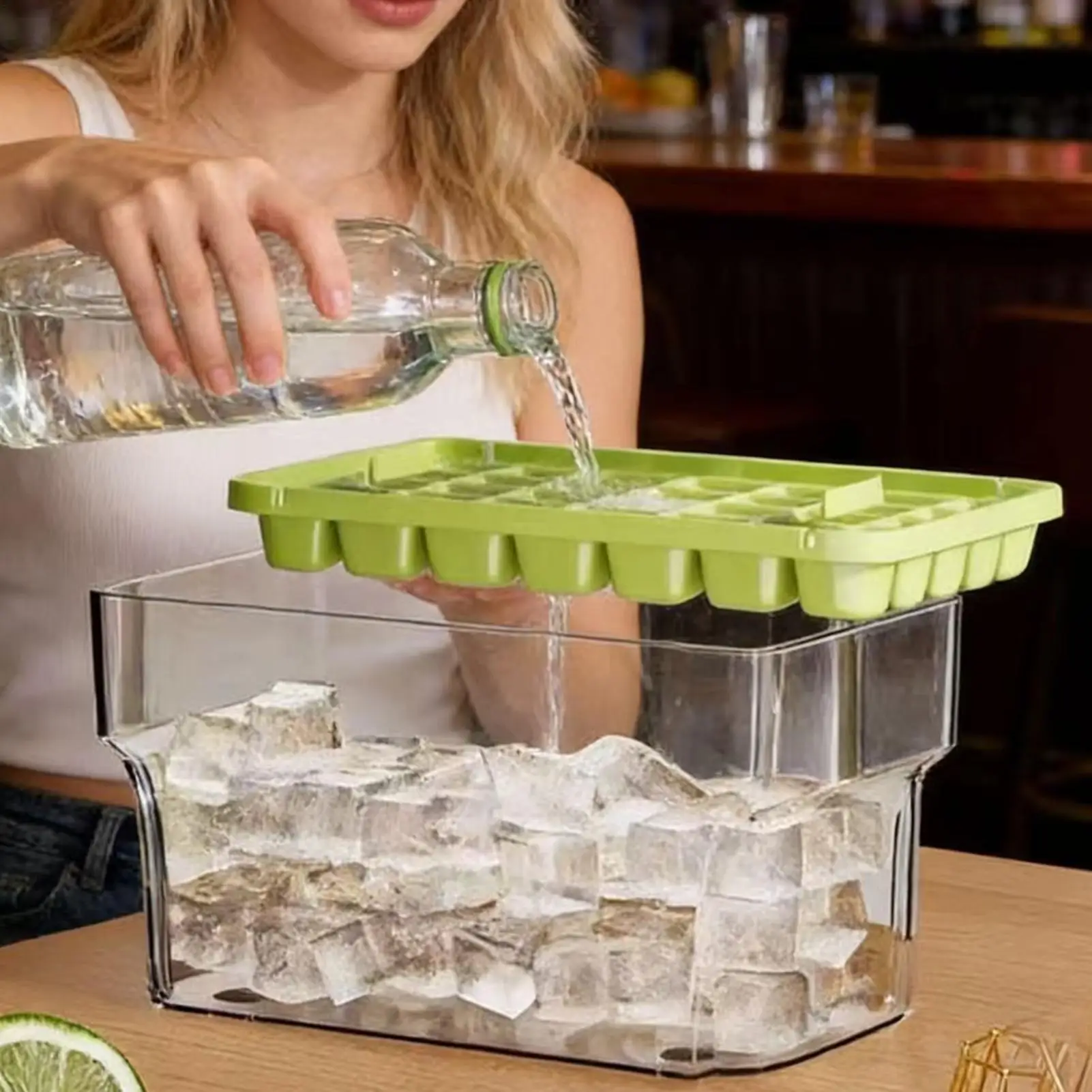 Ice Tray 68 Cube Large Leakproof Stackable Press Release Maker Mold for Home Kitchen Restaurant Camping Party Cocktail Coffee
