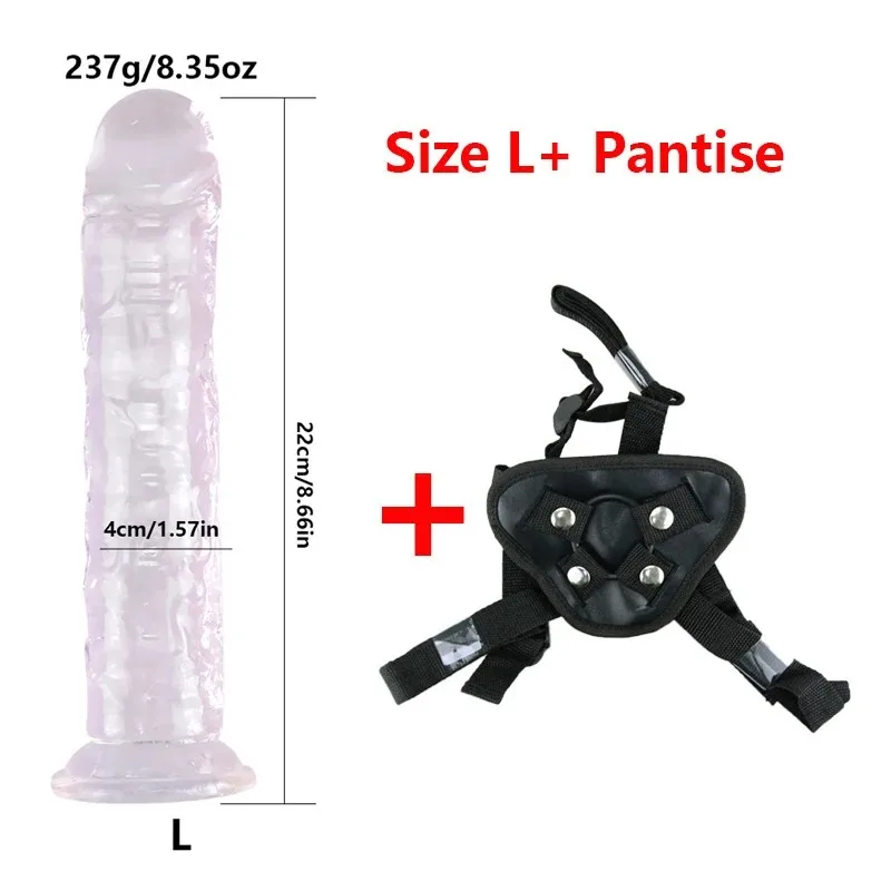 Jelly Dildo Sex Toys pour femmes lesbiennes, Strapon réglable, Pénis réaliste, Couples, Ventouse, Pantalon, 5 tailles