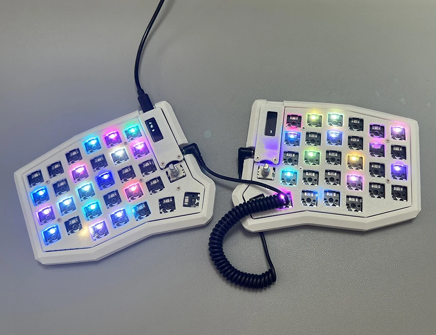 Imagem -04 - Teclado Mecânico Dividido Rgb Via Separado para Jogos Tela Led Teclado do Programa v2 Faça Você Mesmo Via 58 Teclas Novo