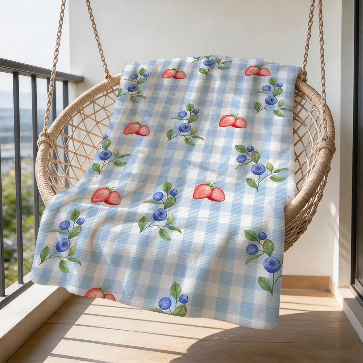 Berry Gingham Flannel Blanket Warm Soft Halloween Christmas Couch Warm Cozy Decorative Decor Gift for All Season