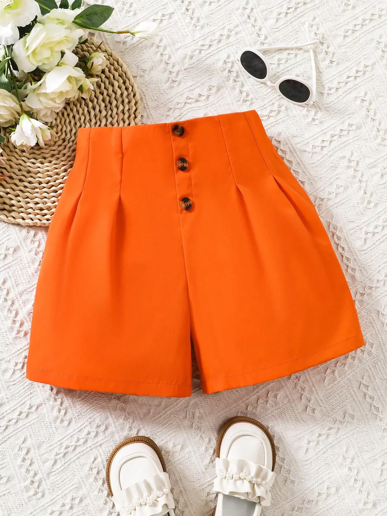 Summer Work Shorts For Girls, Simple High Waisted, Casual And Versatile, Loose And Slim Wide Leg Korean Version Of Girls\' Pants