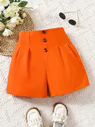 Summer Work Shorts For Girls, Simple High Waisted, Casual And Versatile, Loose And Slim Wide Leg Korean Version Of Girls' Pants