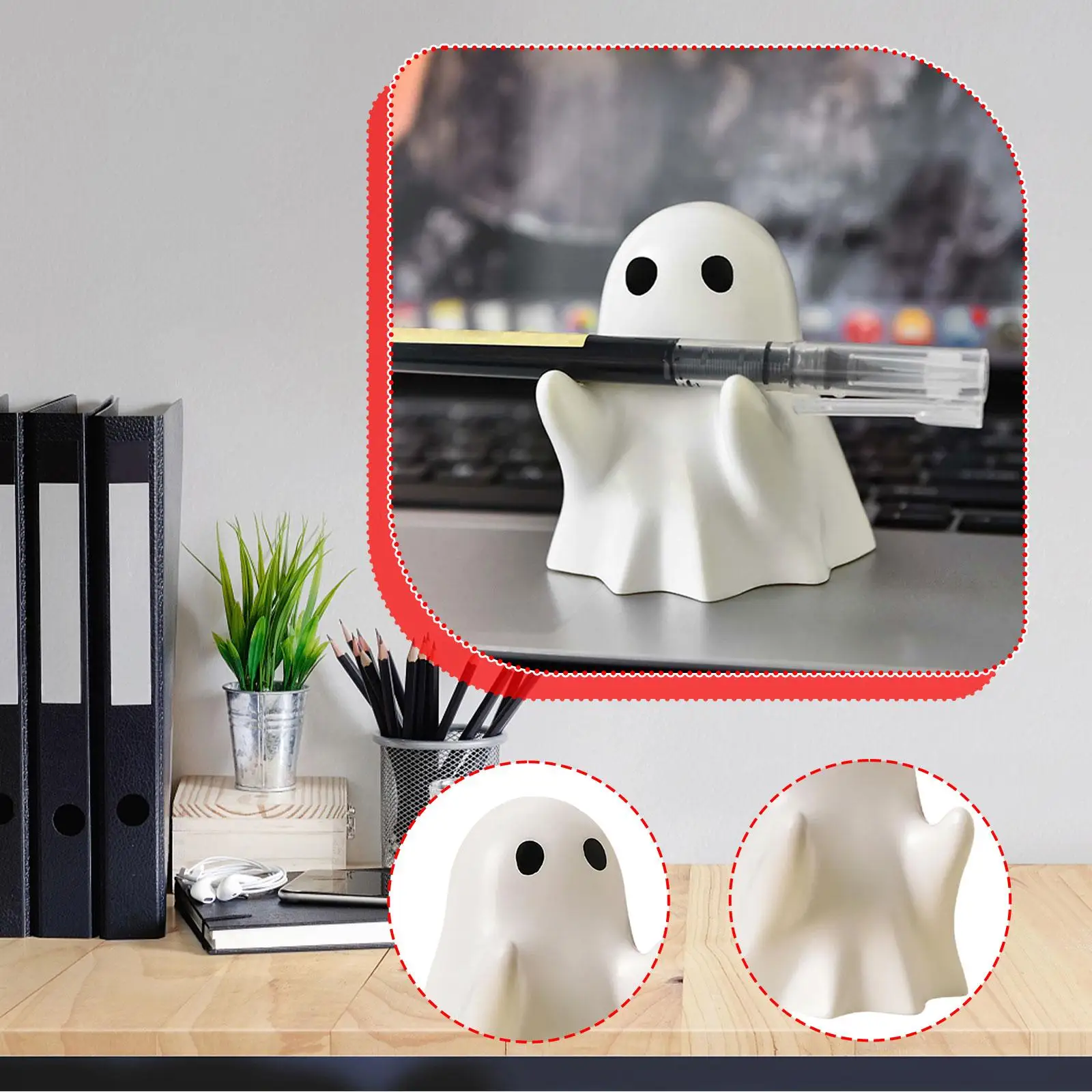 

Statue Pen Holder Storage Stand Accessories Stylish Decor Display for Bookshelf Living Room Desk Countertop Art Supply