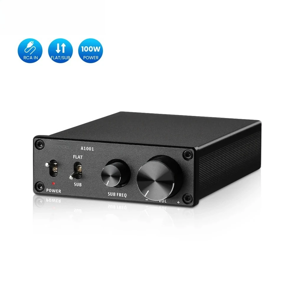 Amplificador de Subwoofer Audio A1001, 100W Mono, Sonido Digital Clase D, Amplificador de Potencia de Frecuencia Completa para el Hogar