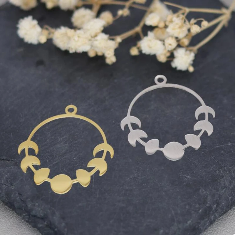 3pcs DIY Jewelry Phase of the Moon Stainless Steel Charms Pendant Jewelry Making Necklace Trendy Earrings Hoop diy Accessories