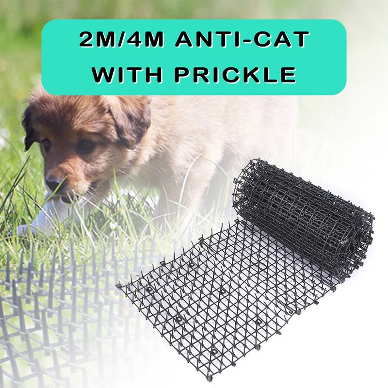 200/400cm Garden Anti-cat  Dog Net Repellent Mat Safe Plastic Spike Thorn Deterrent Green Plant Protection Supply Pet Products