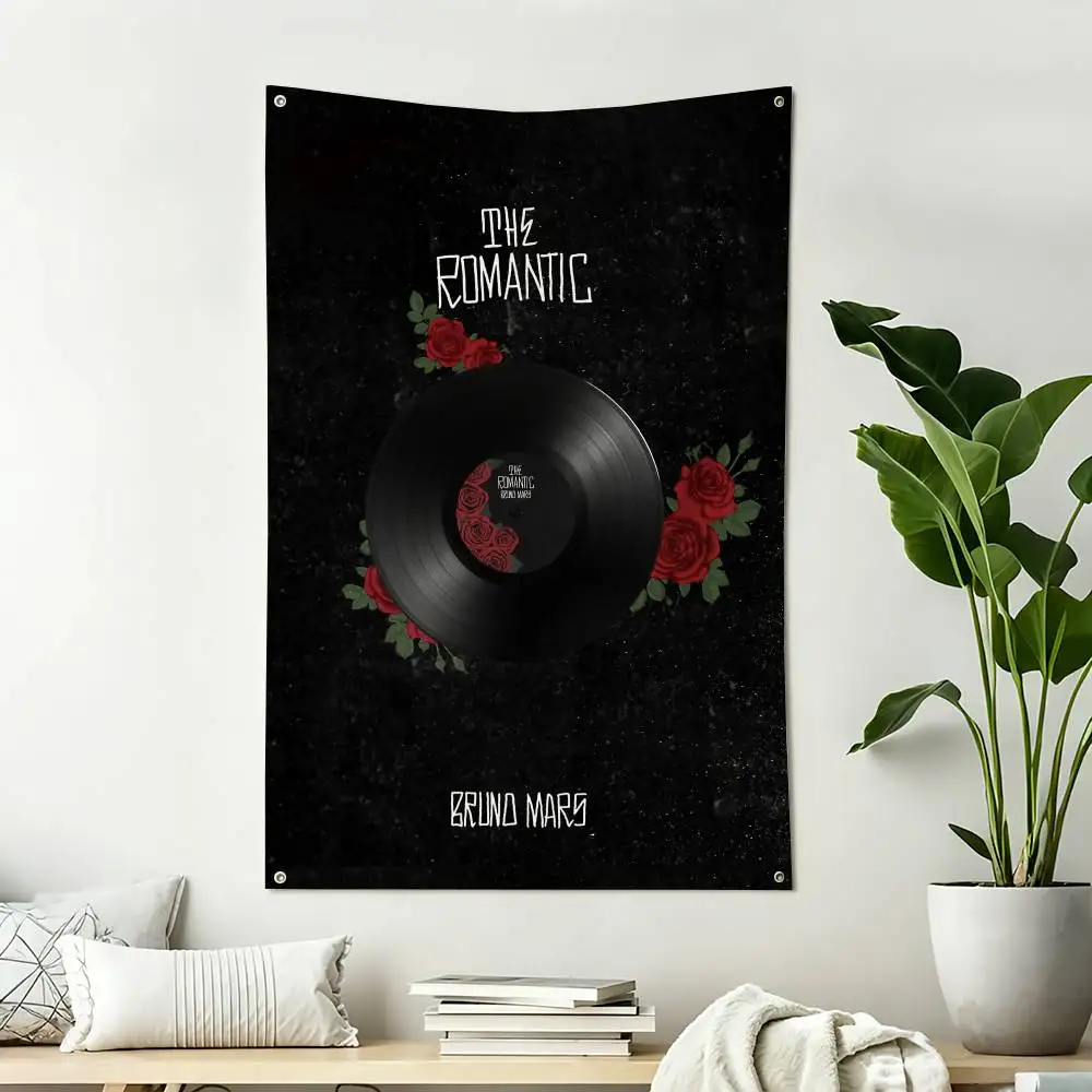 B-Bruno Mars The R-Romantic  Home Decor Vertical Flags Indoor Outdoor Hanging Decor for Bedroom Living Room Wall Decoration