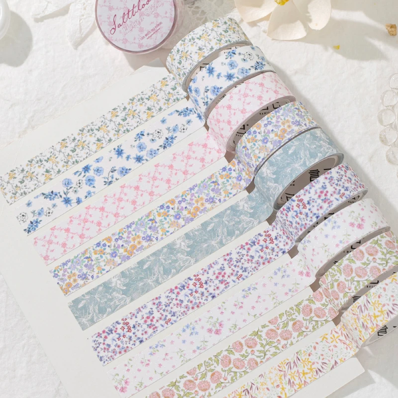 Journal GO Floral Pattern Washi Tape Decorative Masking Tape for Card Scrapbook Planner Decoration Stationery 1.5cmx2m
