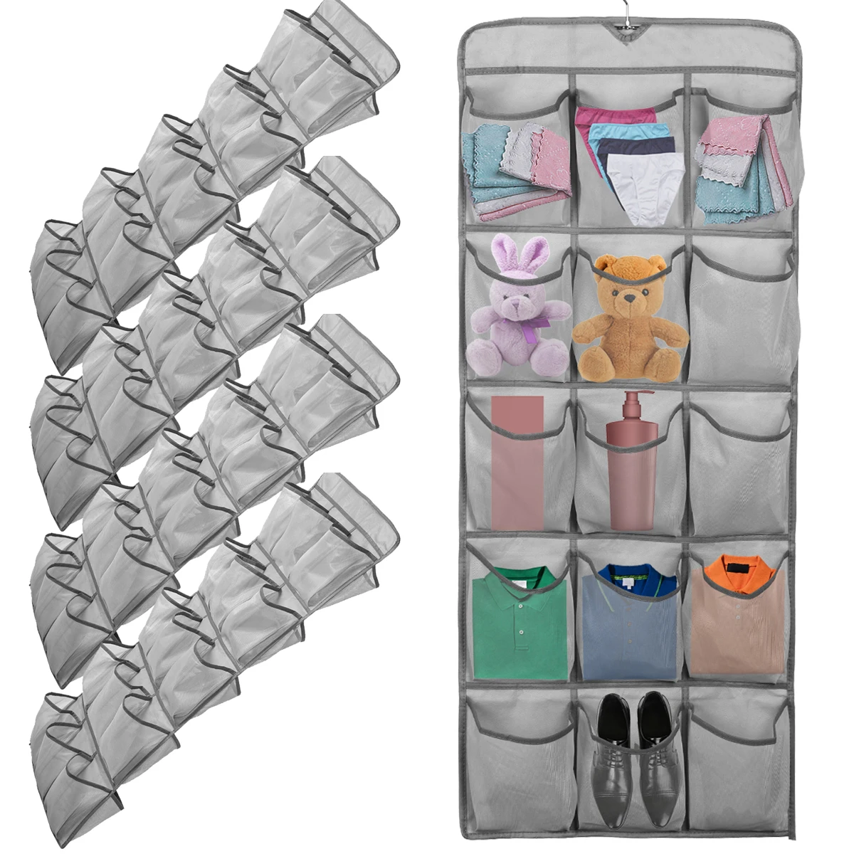 

5PCS/1PCS Hanging Shoe Storage Bag 30 Grid Space Saving Closet Organizer With Double-Side Wardrobe Sundries Clothes Organiser