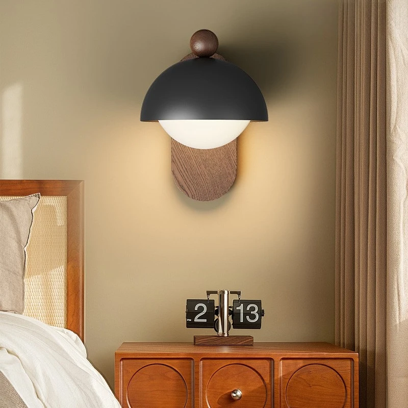 

Medieval Style Wall Lamp Retro Walnut Color Wabi Wind Living Room Background Wall Decoration Wall Lamp