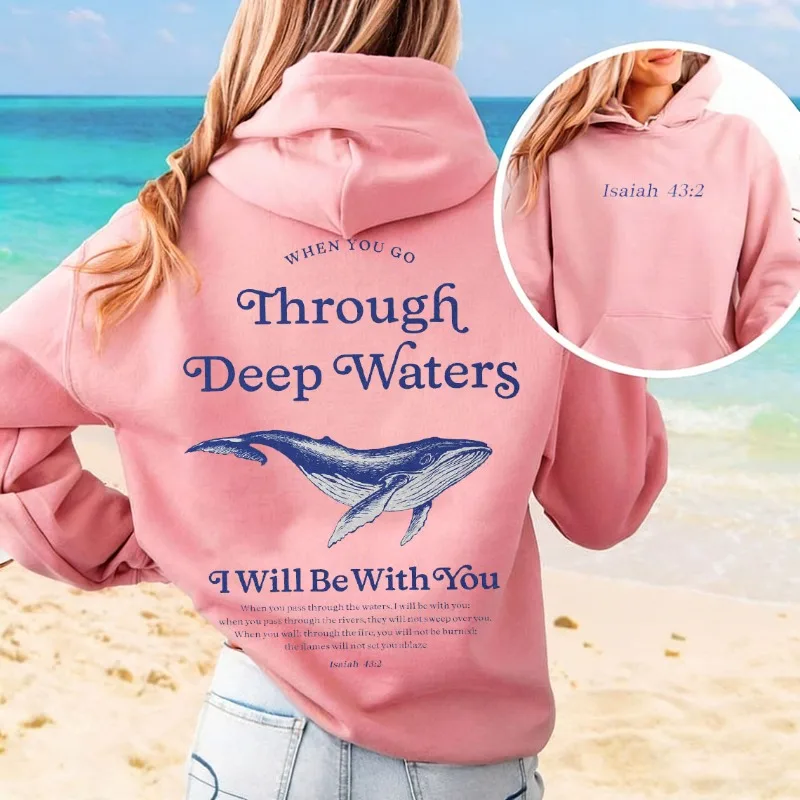 كريستيان هوديي المحيط مستوحاة نمط الشاطئ هوديي المسيحية جوز الهند فتاة الحوت يسوع هوديي المحيط الحيوان هوديي المرأة هودي #3