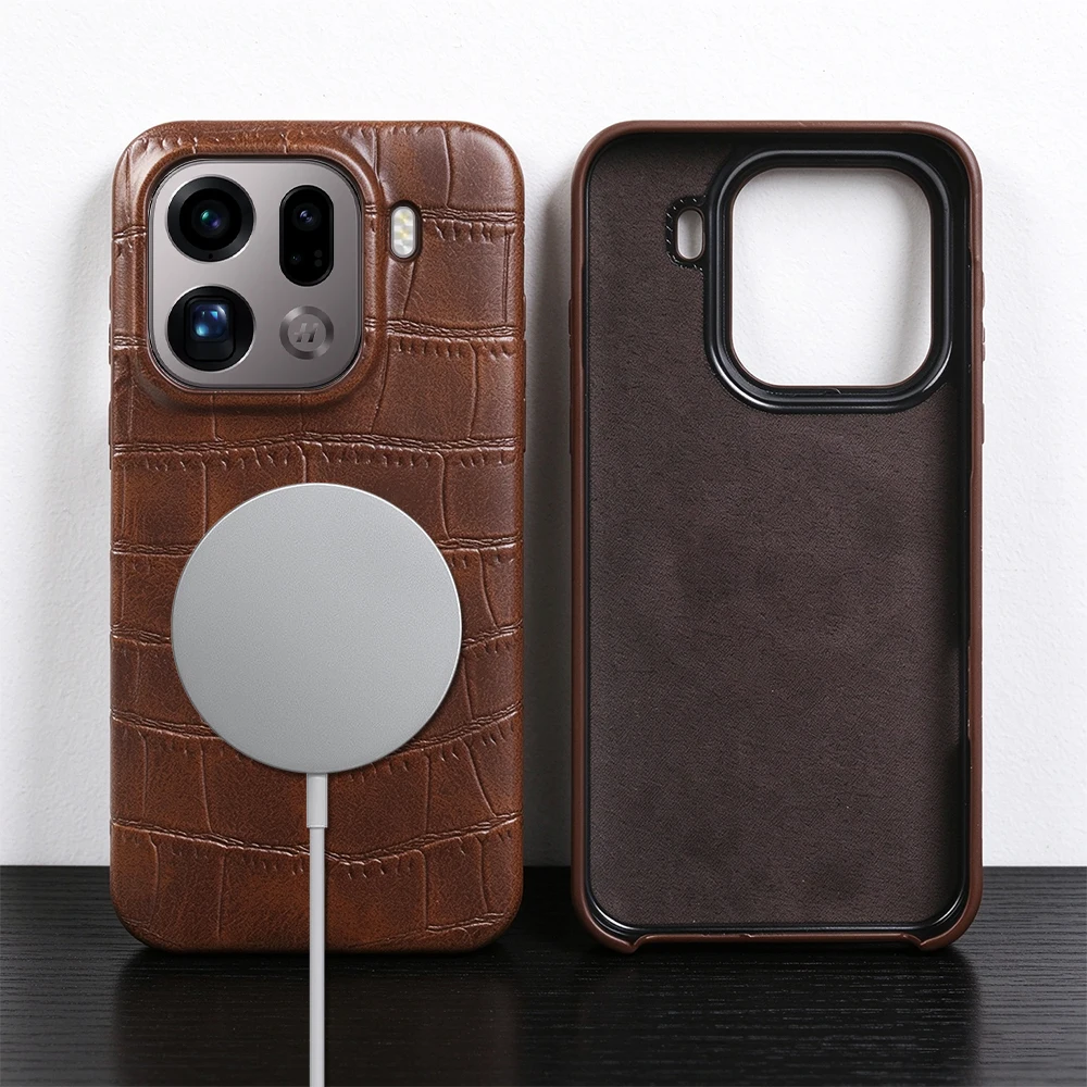 Magnetic Crocodile Leather Case For OPPO Find X9 Pro X8 Ultra X8s For Magsafe Phone Case Hard PC Back Cover X9Pro X8Ultra X8Pro