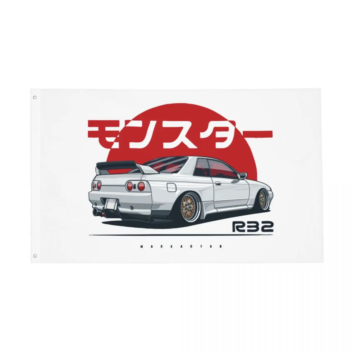 JDM R32 GTR Flags Fade Proof Outdoor Banner Japanese Drift Car 2 Grommets Home Room Dorm Wall Decor