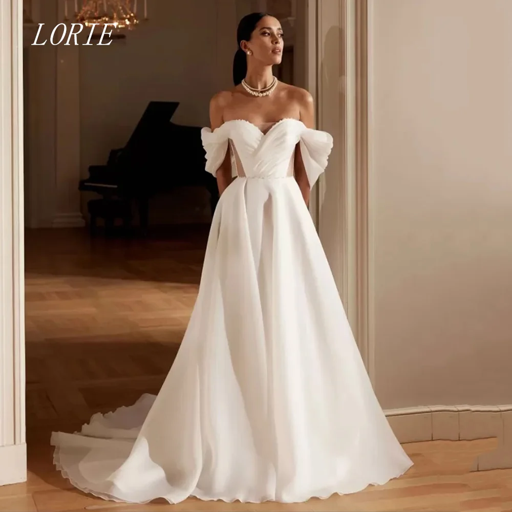

LORIE Luxury Illusion A Line Wedding Dress Off The Shoulder Bridal Dresses Elegant Sweetheart Wedding Gown Customized 2026