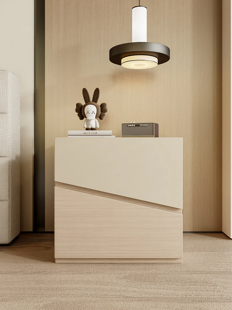 Solid wood bedside table 2025 new light luxury high-end home bedroom drawer bedside storage