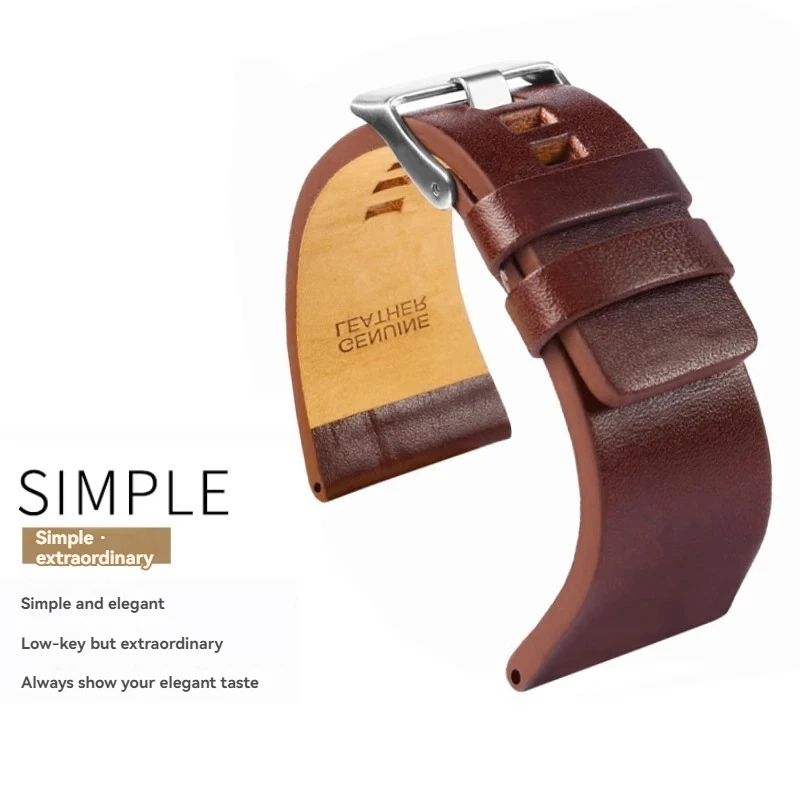 Large size Cowhide watch strap for Flyke FK030 Big dial Watchband FK036 FK038 Diesel DZ4318 men\'s Wristband 26mm 28mm 30mm 32mm