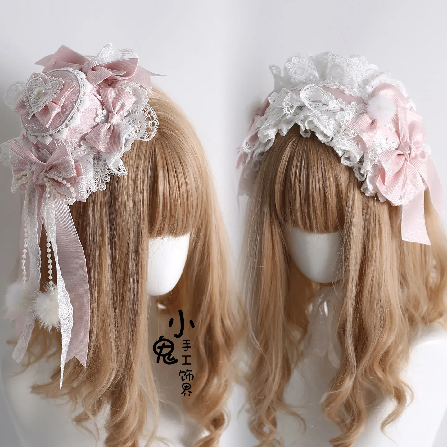 

Flower Maru Rabbit Ear Headband KC Original Christmas H Pink Lolita Ponet Lace Headband Lolita Top Hat