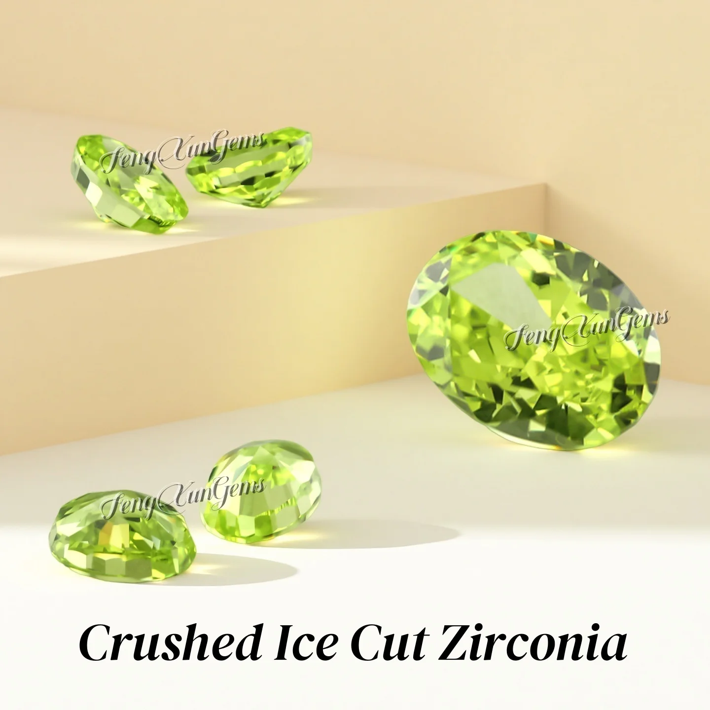 

Oval Crushed Ice Cut Apple Green Cubic Zirconia Shining Synthetic Gems Excellent Cutting 5A Quality For Inlay Jewelry For Gift